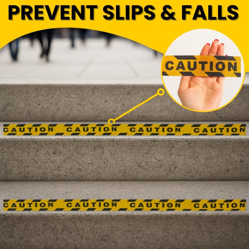 Slip No More! ! Grip Tape - Heavy Duty Caution Tape - 2in x 30ft. Waterproof, Non Skid Tape for Stairs & Ramps. Black & Yellow Caution Floor Tape for Indoors/Outdoors. Friction Tape Covers 10 Stairs. - Image 3